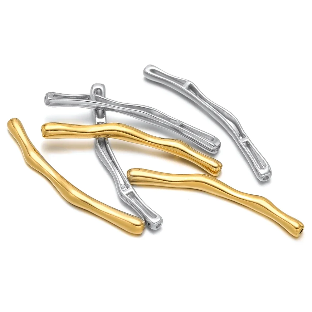 5 יח'\חבילה צינור מעוקל נירוסטה חרוז חלל ארוך חרוזי בתפזורת עבור עגילי דיY שרשרת עושה אביזרים תכשיטים