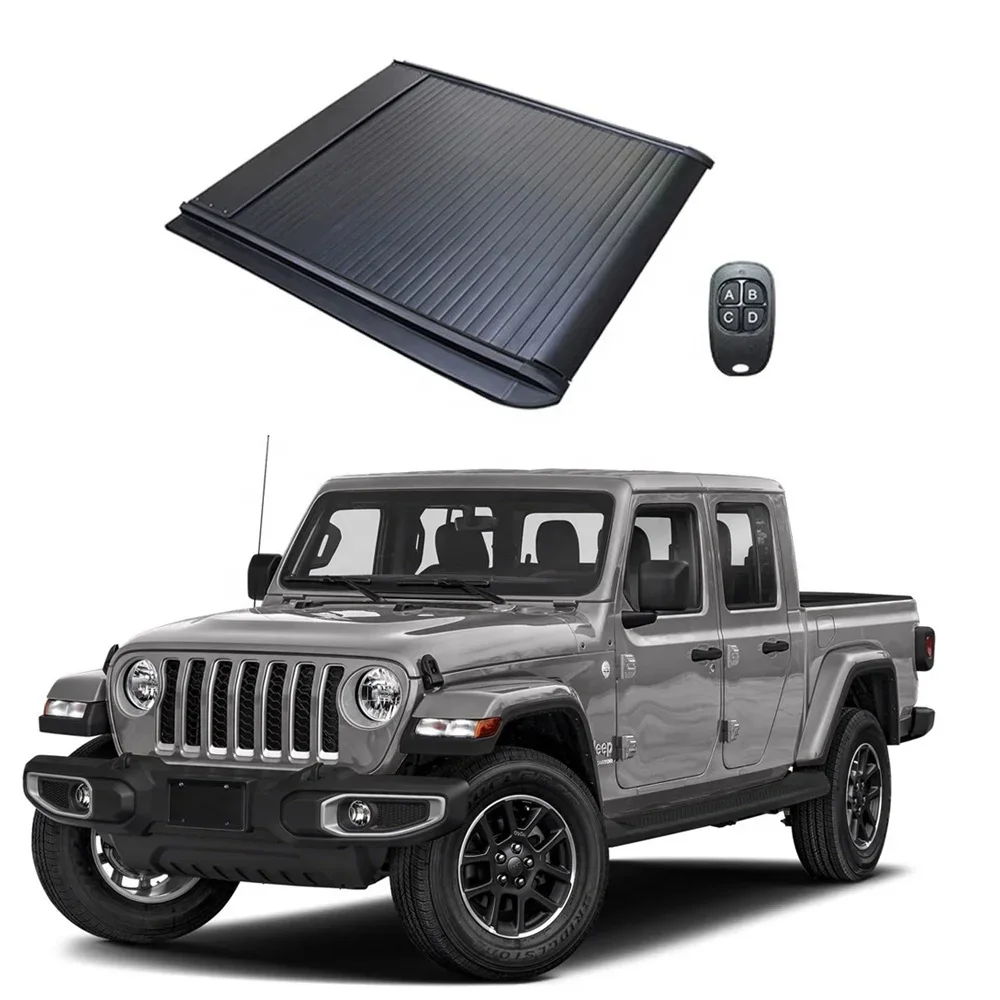 Hard Retractable Shutter Tonneau With Button Pickup Lid Truck Electric Roller Bed Cover For Jeep Gladiator Jt 5' E-K59