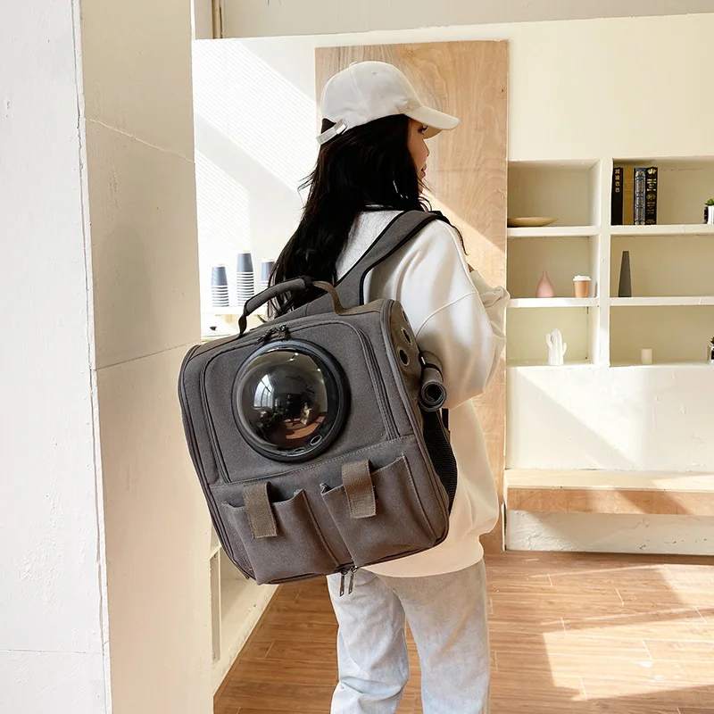 

Pet Carrier Backpack Large Capacity Cat Cage Breathable Cat Canvas Bag