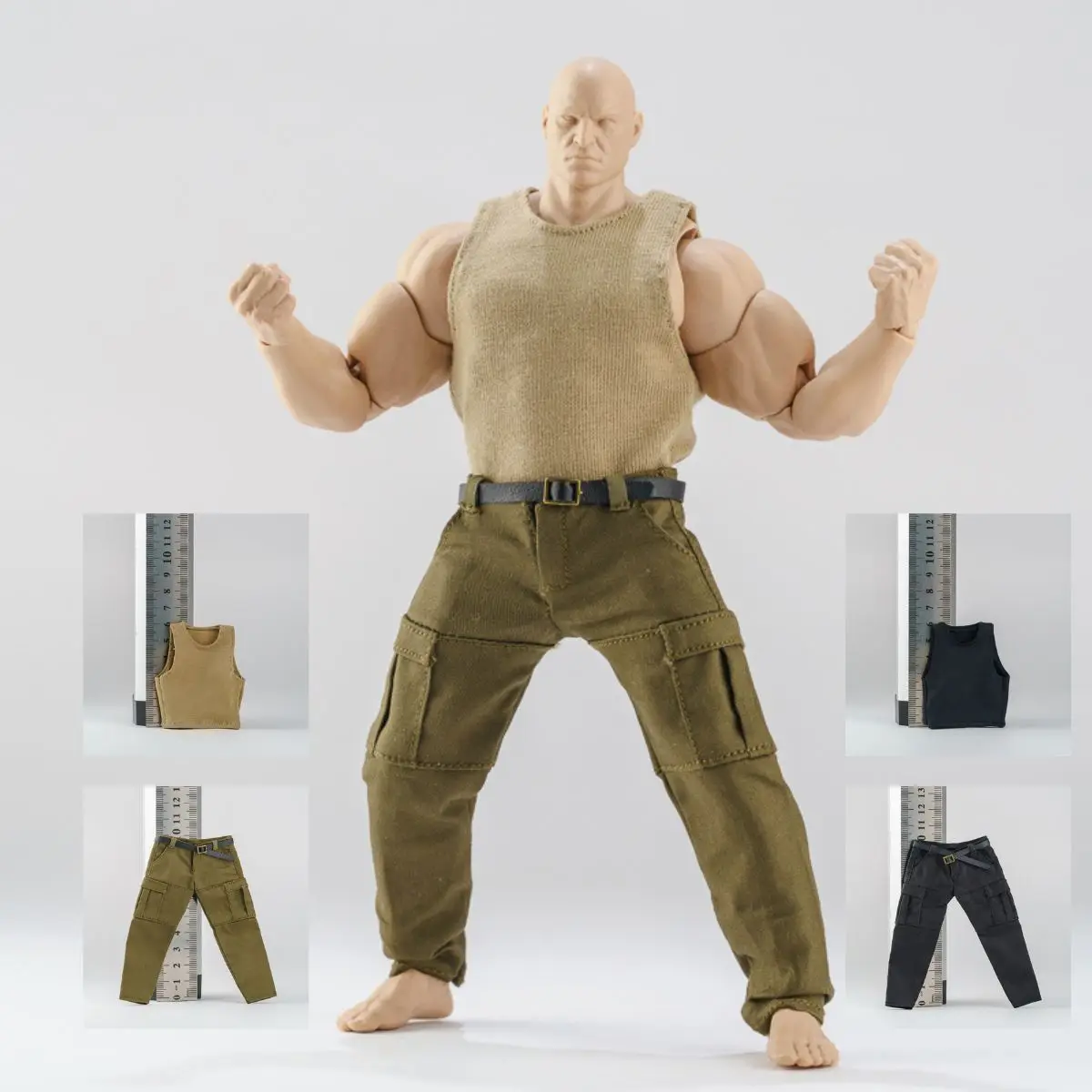 1/12 Scale Male Vest Cargo Pants Tough Guy's Clothing Fit For 6'' or 7'' Muscular Body Action Figure Dolls