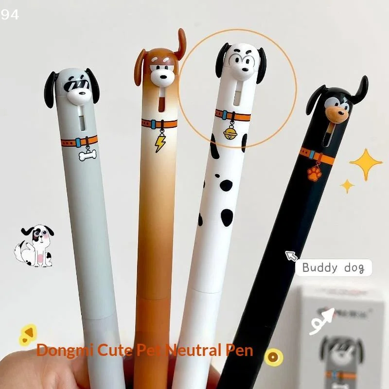 1/4Pcs Cute Fun Decompression Dog Gel Pen ST 0.5mm Movable Ears Fast Drying Black Pen Kawaii School Writing Stationery Supplies