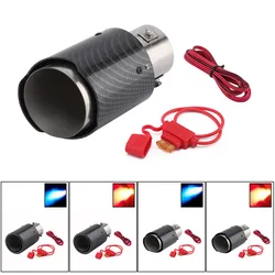 Car modified carbon pattern luminous tail throat, motorcycle fire effect LED light stainless steel exhaust pipe