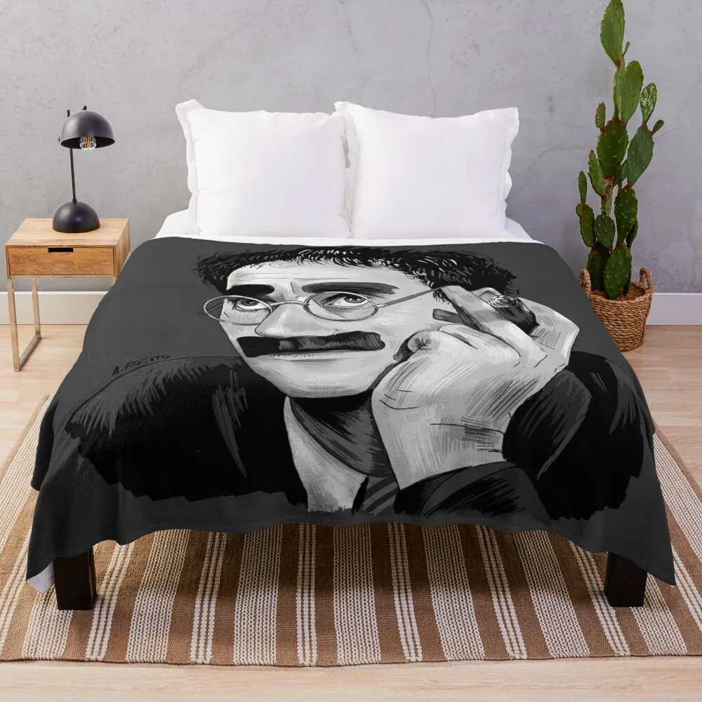 

Groucho Marx Portrait Illustration by Burro Throw Blanket Luxury Designer blankets and throws Blankets For Baby Furry Blankets