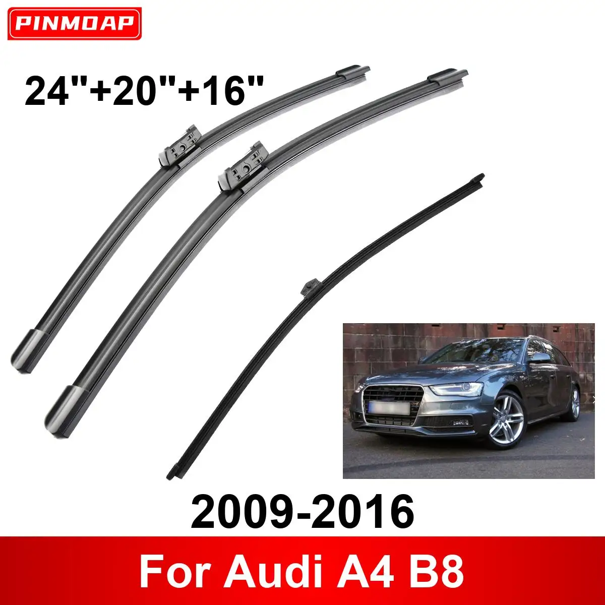 3PCS Car Wiper For Audi A4 B8 2009-2016 Front Rear Wiper Blades Brushes Auto Accessories 2009 2010 2011 2012 2013 2014 2015 2016