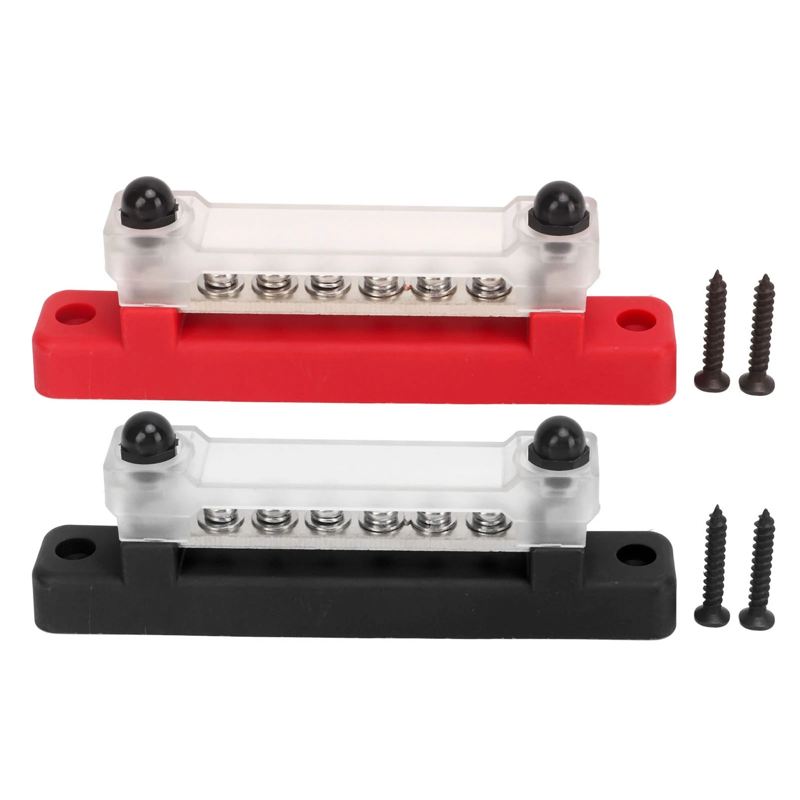 48 V 150 A 6-poliger Sammelschienen-Stromverteilerblock mit Abdeckung, M6-Bolzen, M4-Schrauben für Auto, Wohnmobil, Wohnwagen, Marine, Boot