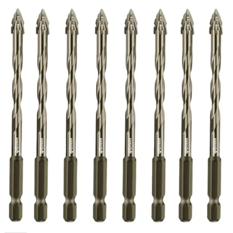 8PCS 6MM Four Balade Serrated Eccentric Dry Drilling For Plastic Tile Glass Concrete For Tile Concrete Serrated