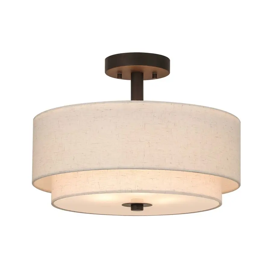 

Drum Semi Flush Light, 3 Light Semi Flush Mount Ceiling Light Fixture with Fabric Shade Modern Close to Ceiling Light for Bedroo