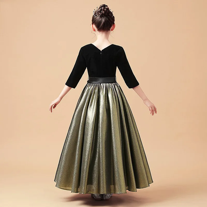 

Children's Formal Dress Princess Dress Piano Performance Dress Girls' Orchestra Choir Dress Cello Performance Dress Long Sleeve