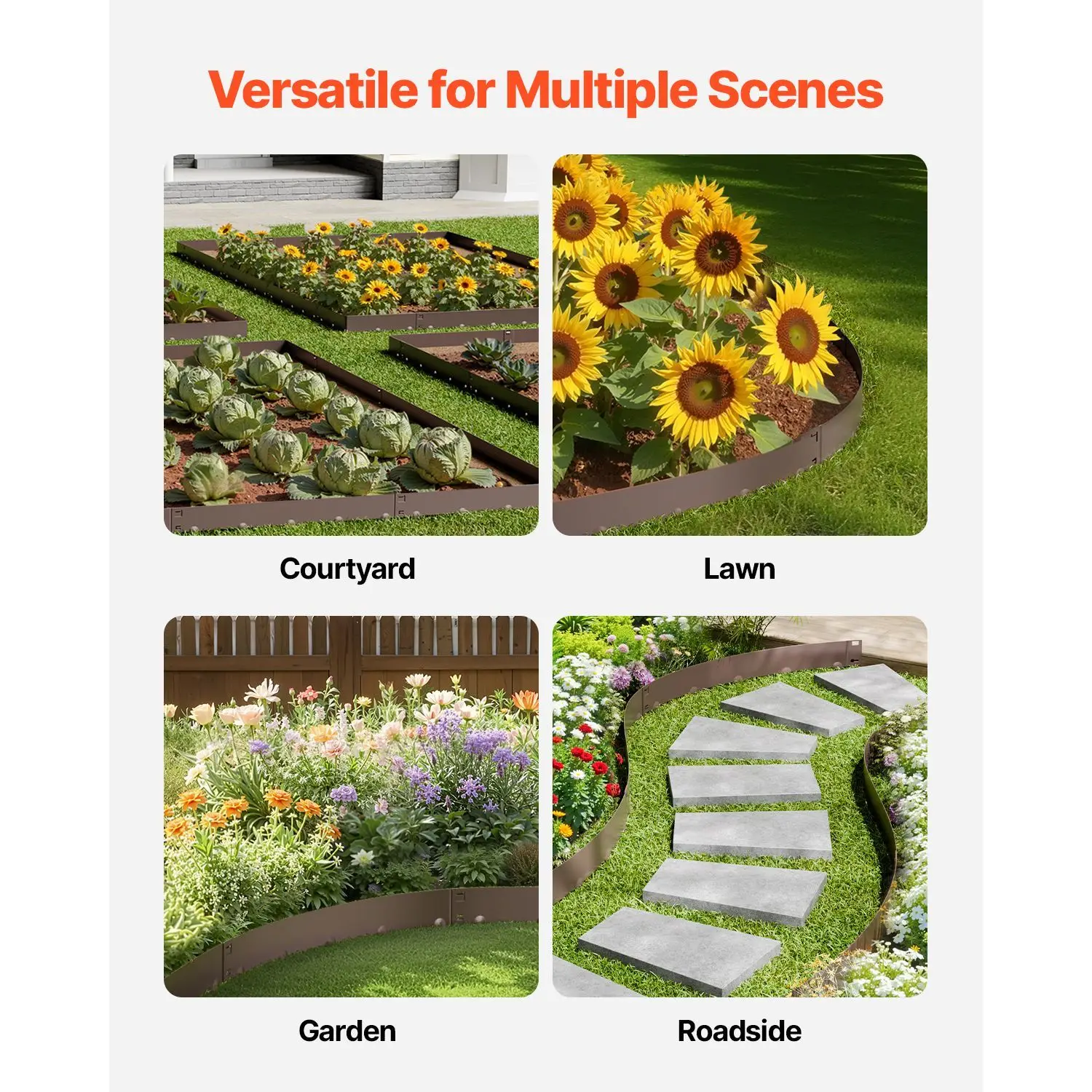 Steel Landscape Edging, 5 Packs 39 x 5 in Rust-Resistant Metal, Bendable Garden Border, Heavy Duty Lawn, Easy-to-Install, Flower