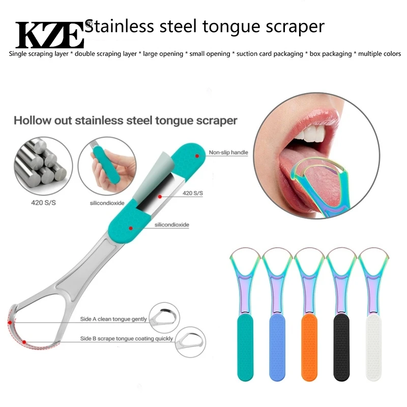 

Stainless Steel Tongue Scraper Metal Cleaner Reusable & Eco-friendly Brush Fresh Breath Oral Care