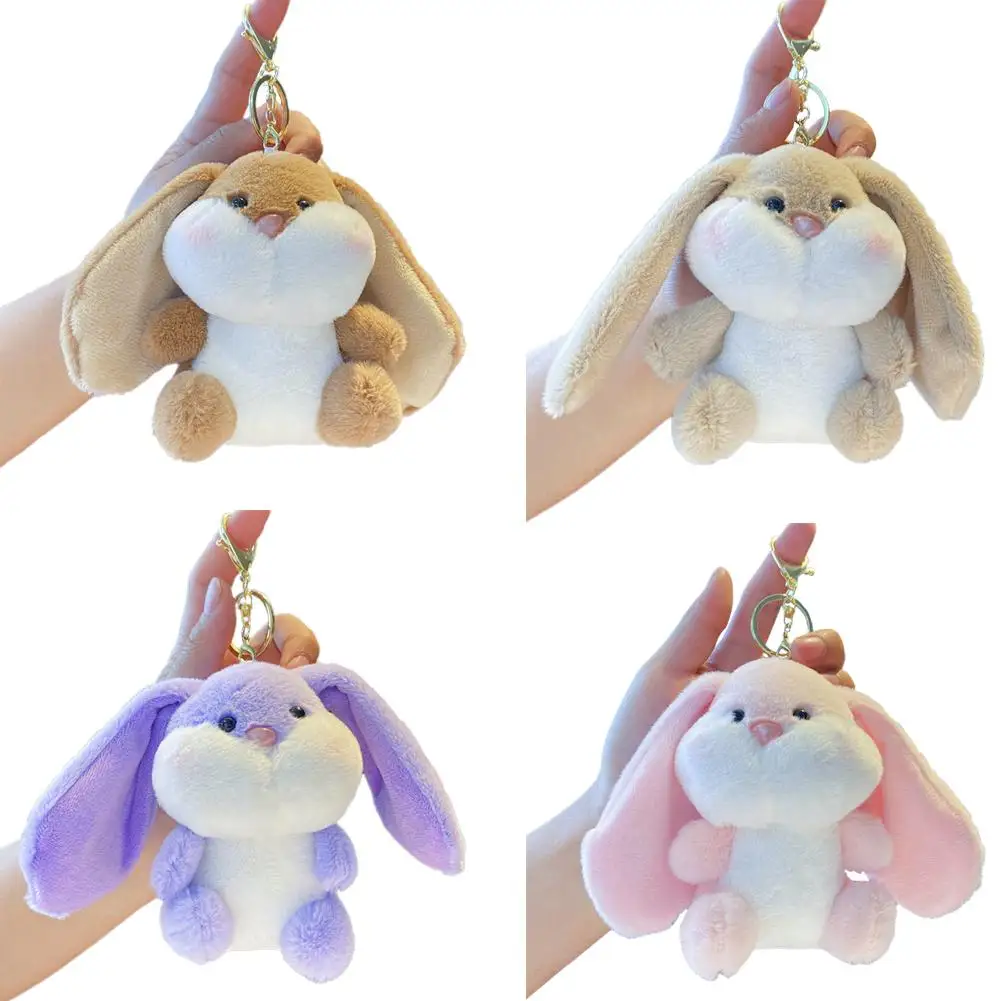 Rabbit Pendant Plush Toy Big Ears Rabbit Velvet Schoolbag Creative Keychain Doll Birthday Gift Cute Bag Charm