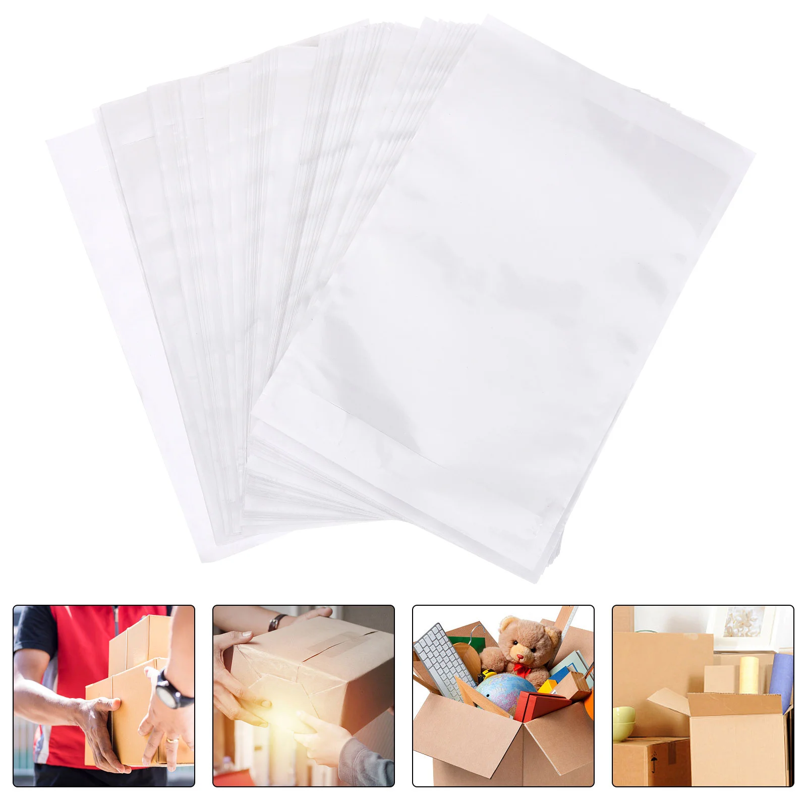 100 Pcs Tag Shipping Label Sets Packing List Bag Envelope Pouches White Adhesive Envelops