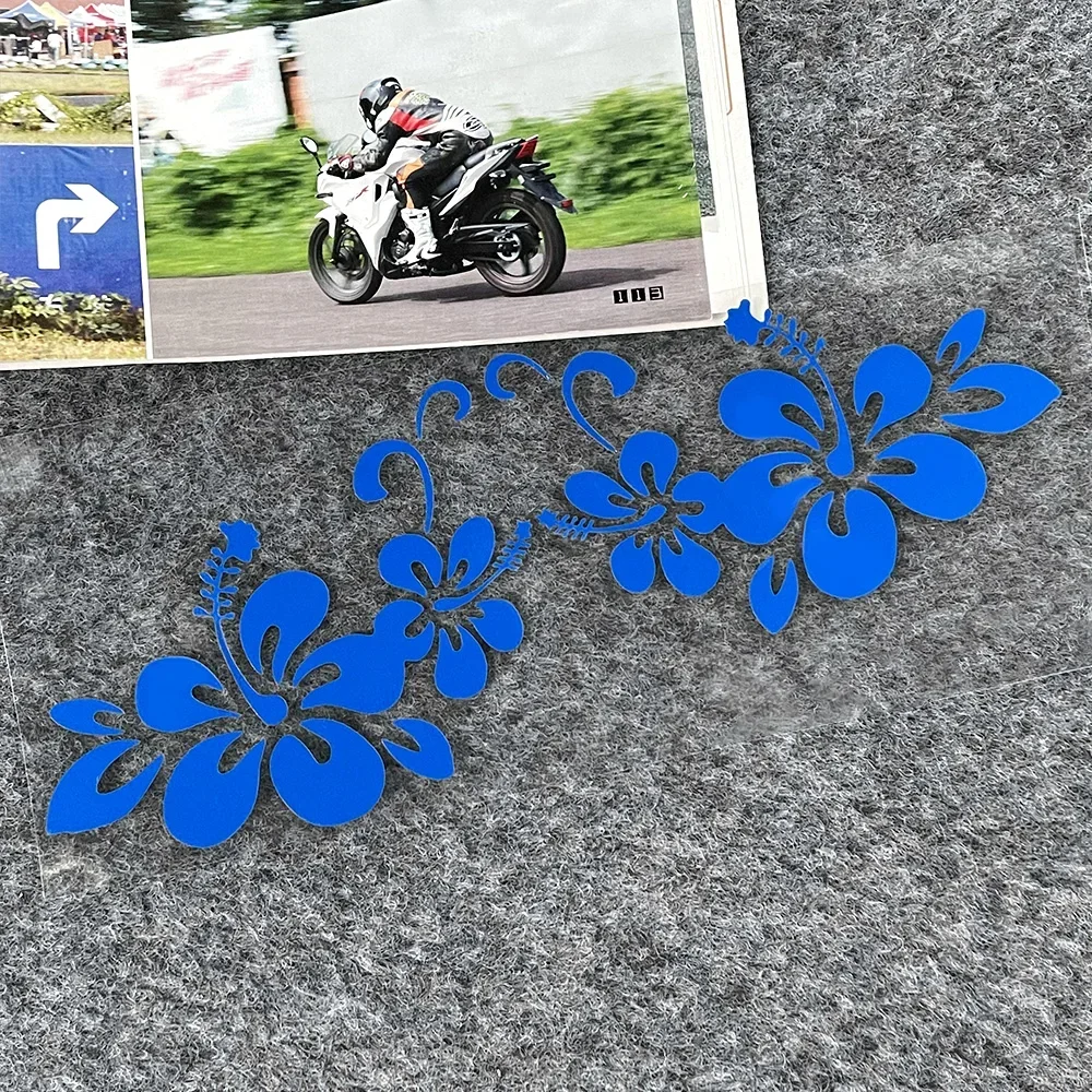 Voor Honda Toyota Hawaiiaanse Hibiscus Bloemvorm Reflecterende Motorfiets Scooter Elektrische Helm Body Window Voorruit Auto Sticker