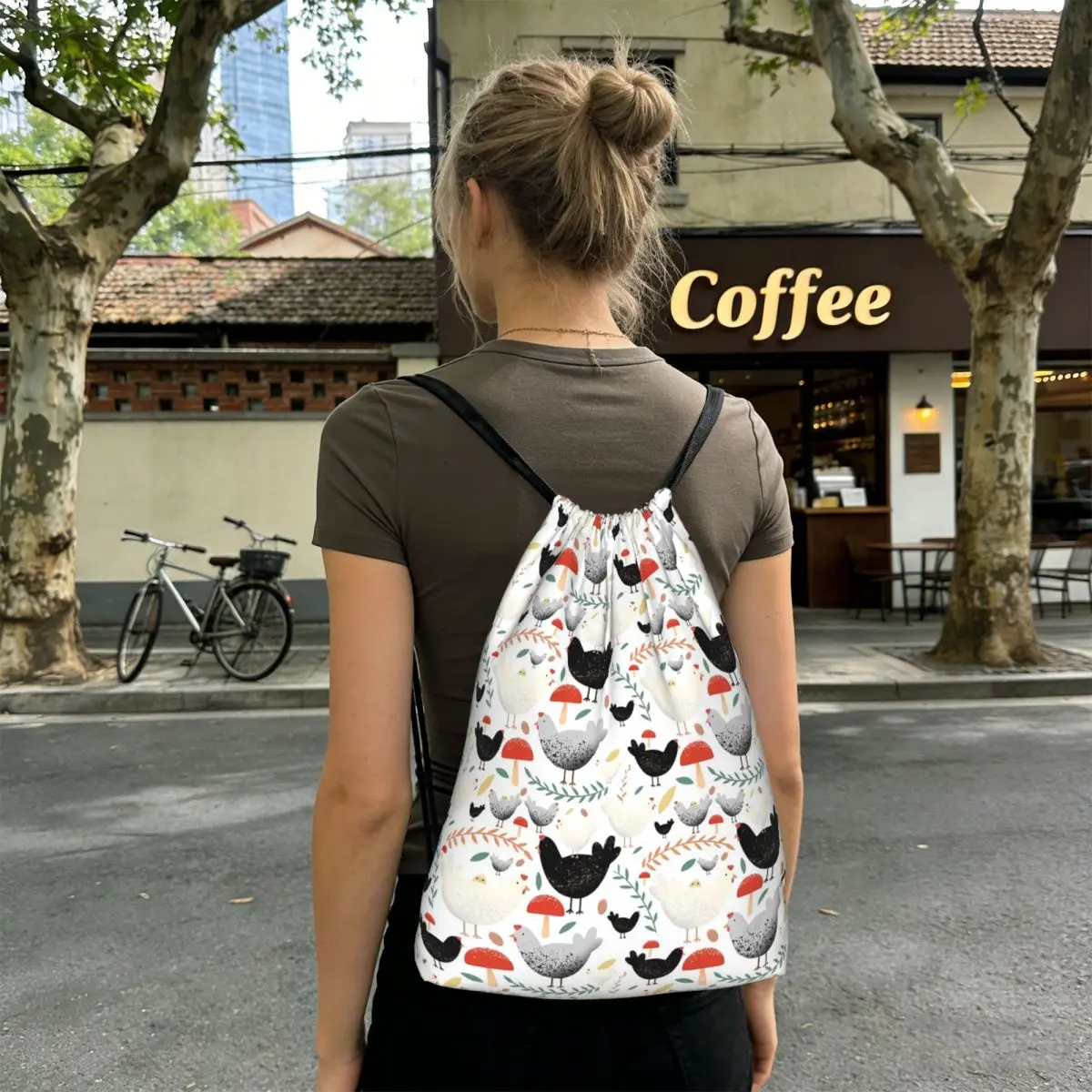 

Рюкзаки с рисунком курочки и цыпленка, портативные сумки на шнурке, сумки для мелочей, сумки для книг, сумки для путешествий, сумки для студентов