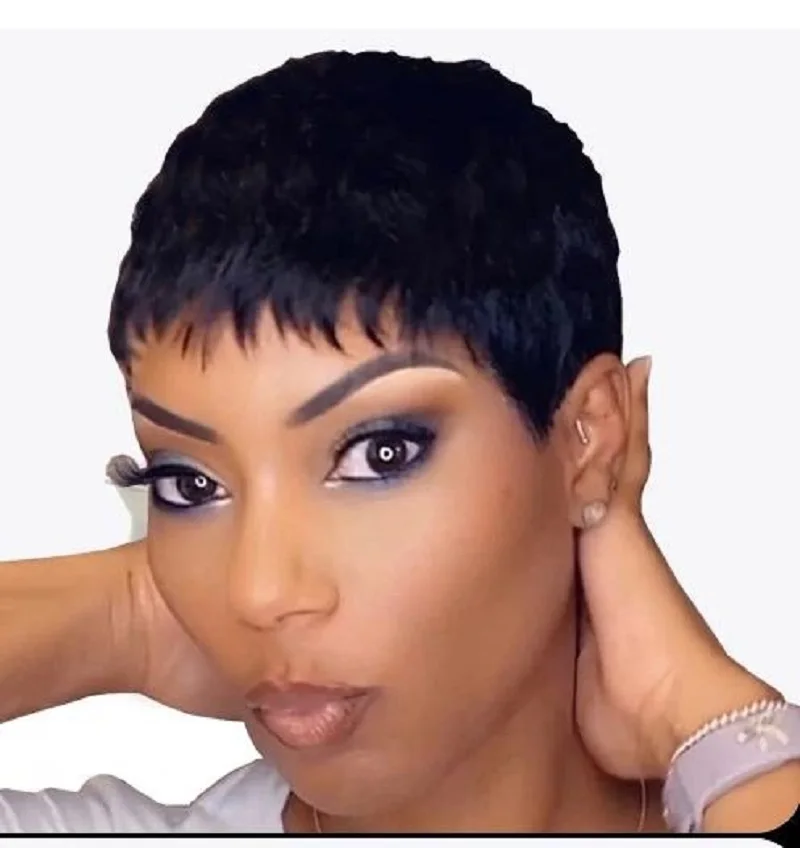 رخيصة قصيرة عابث قطع الباروكات شعر الإنسان مستقيم جاهز شعر الإنسان الباروكات للنساء السود آلة صنع الباروكات مع الانفجارات