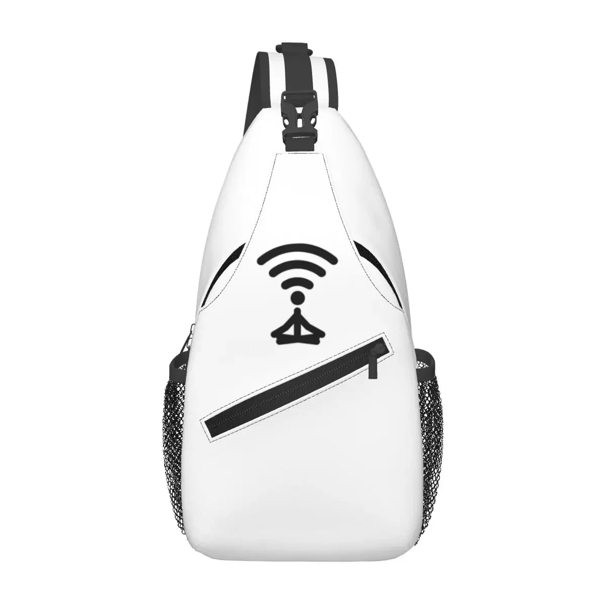 Meditate Wifi Icon Chest Bag Men Sling Crossbody Backpack Chest Bag Travel Hiking Daypack Shoulder Bag