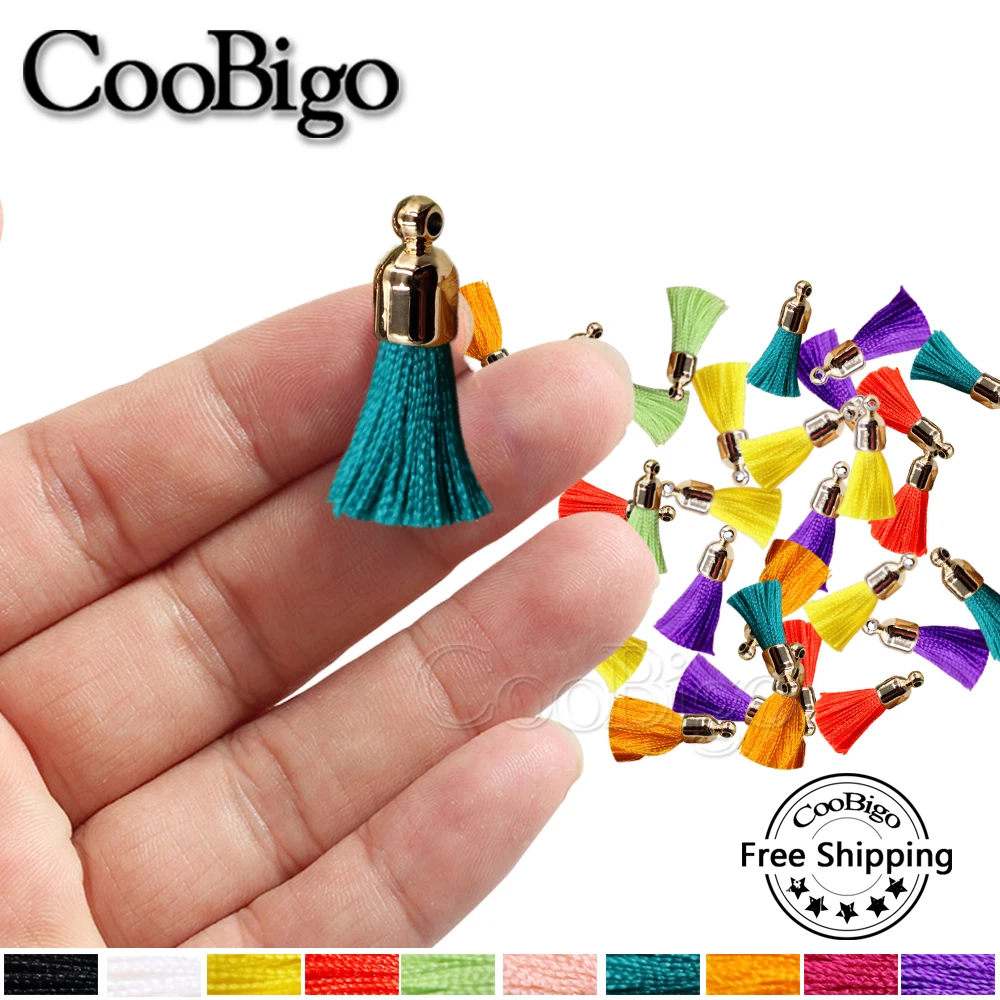 

50pcs Jewelry Tassels Fringe Decor Necklace Earrings Bag Key Chain Tassel Charms with Cap Sewing Curtain Accessory Colorful 28mm