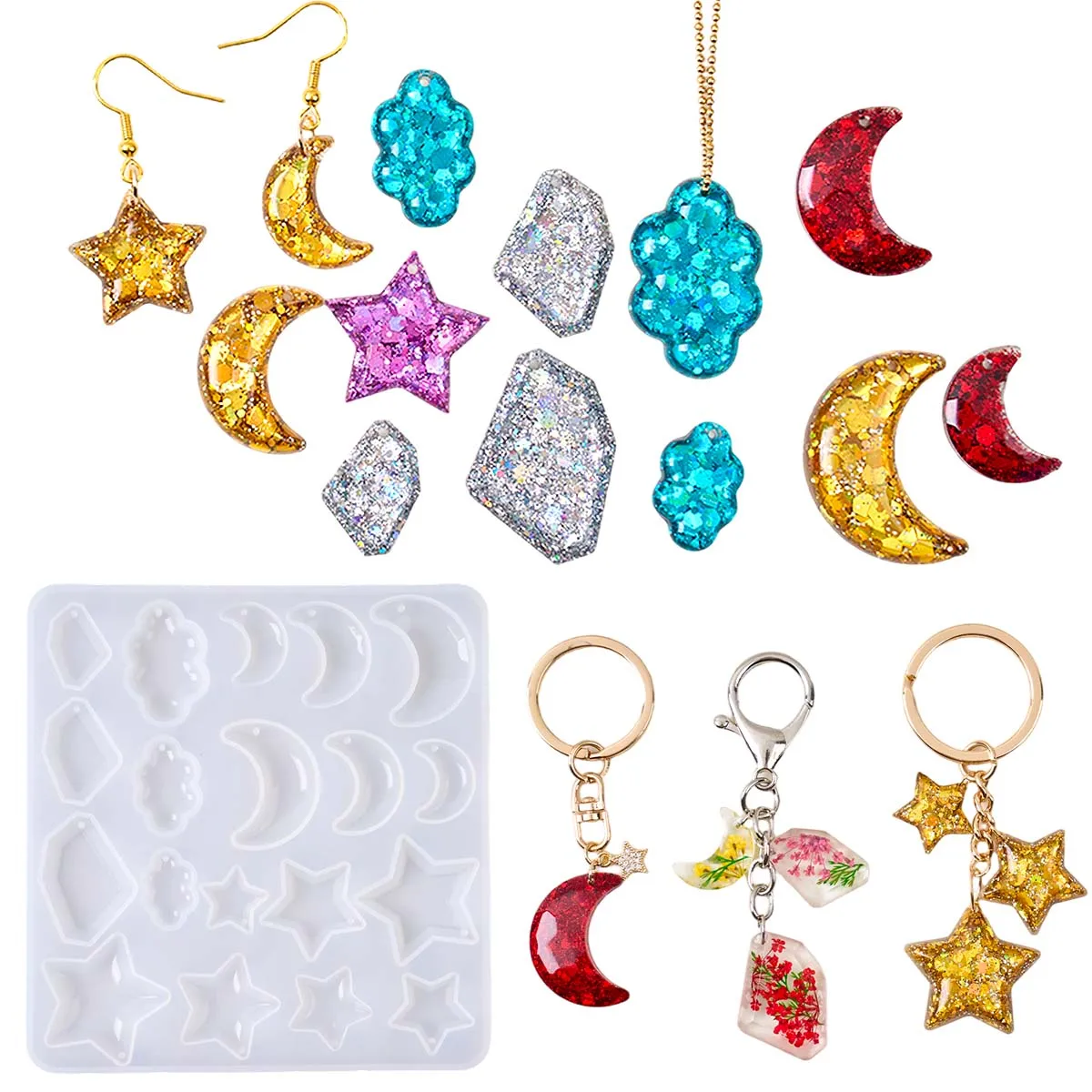 Серьги, эпоксидная силиконовая форма, сделай сам, нерегулярная звезда, луна, форма облака, ювелирные формы, ожерелье, брелок, кулон, ремесло, изготовление подарков