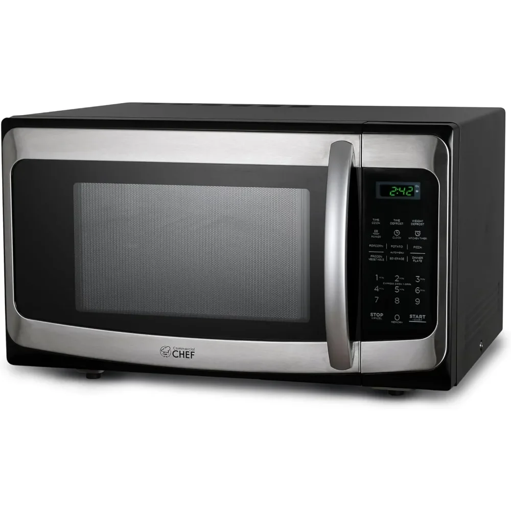 

Microwave Oven, 1.1 Cu Ft Microwave with 10 Power Levels, Microwave 1000W with Push Button Door Lock, Digital Controls