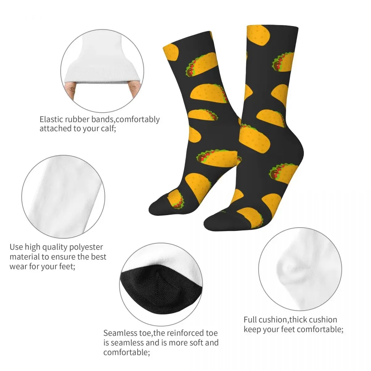 Breathable Casual Women Men Yummy Taco Socks Breathable Skateboard Socks