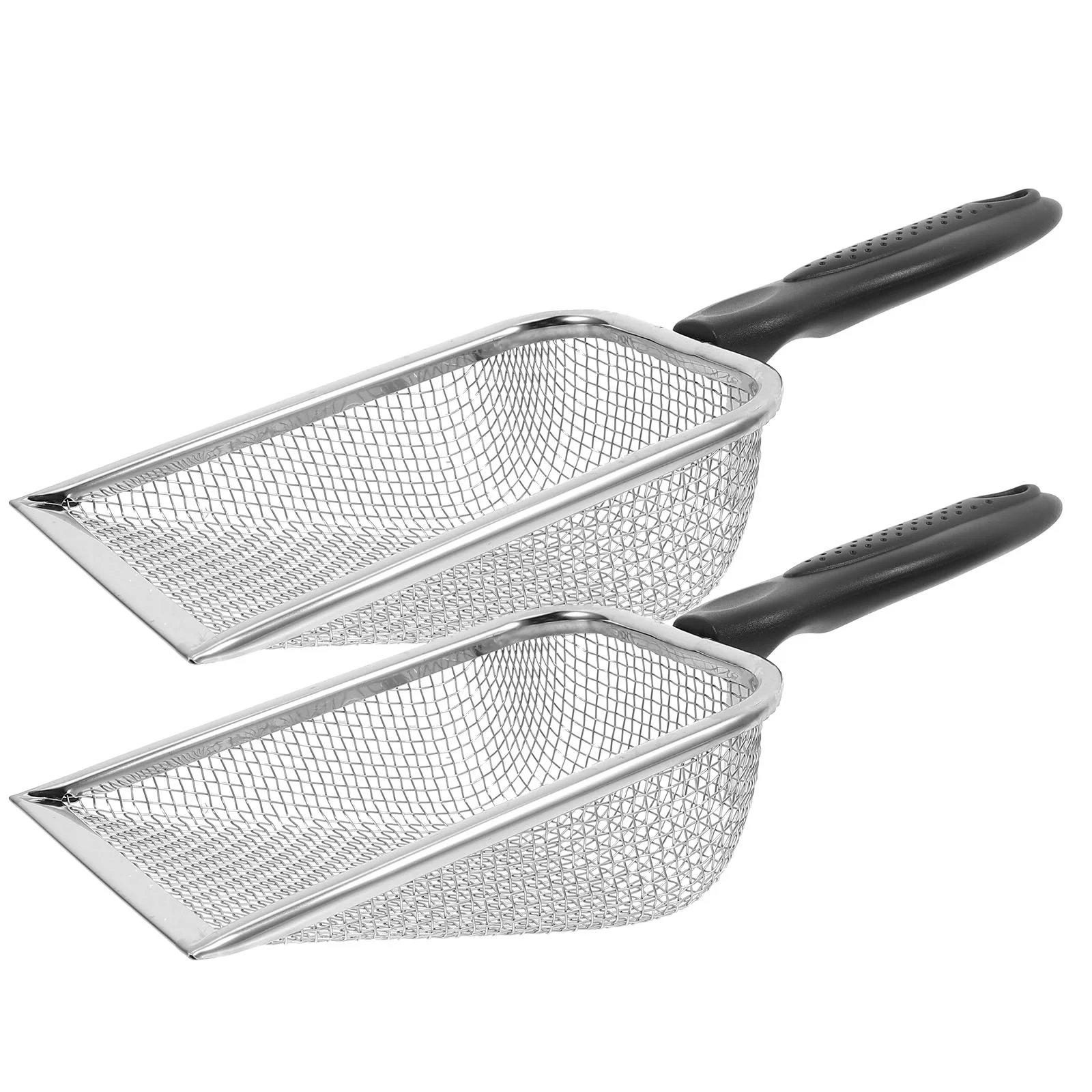 2 Pcs Beach Sand Collecting Tool for Metal Beachcombing Mesh Food Stainless Steel Shovels