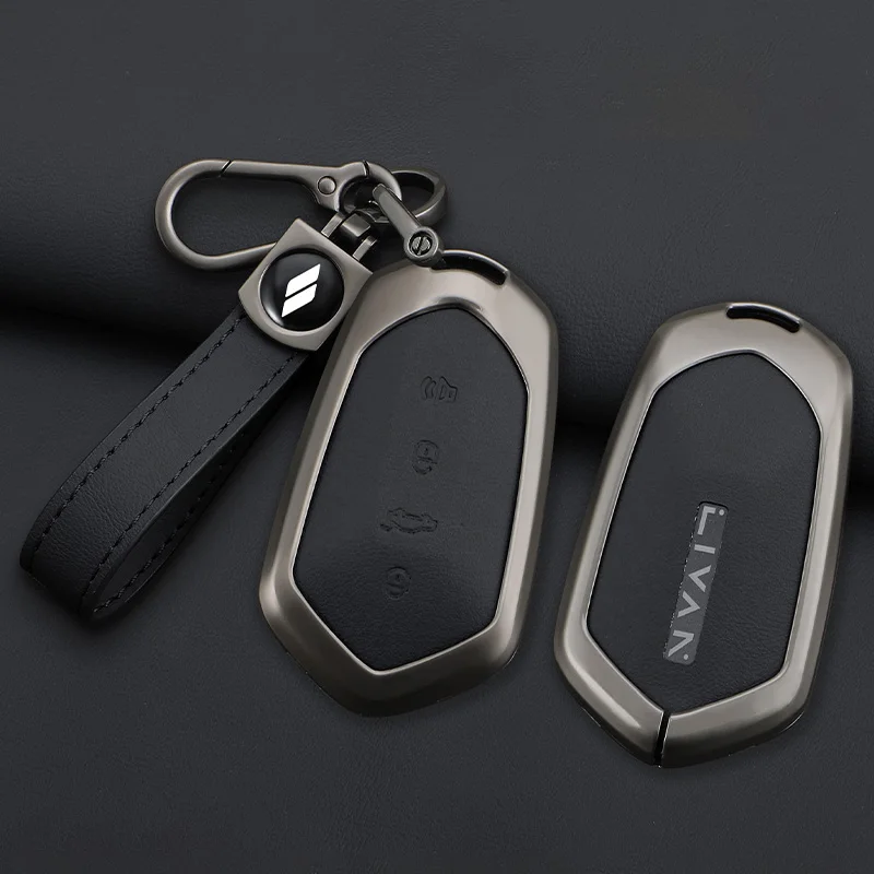 Alloy Car Key Fob Case Protection Cover Shell Holder for Geely LIVAN 7 EV 2023 2024 Keyless Go Remote Keychain Accessories