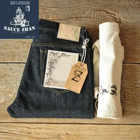 Men's Raw Slim Fit Denim Jeans SauceZhan