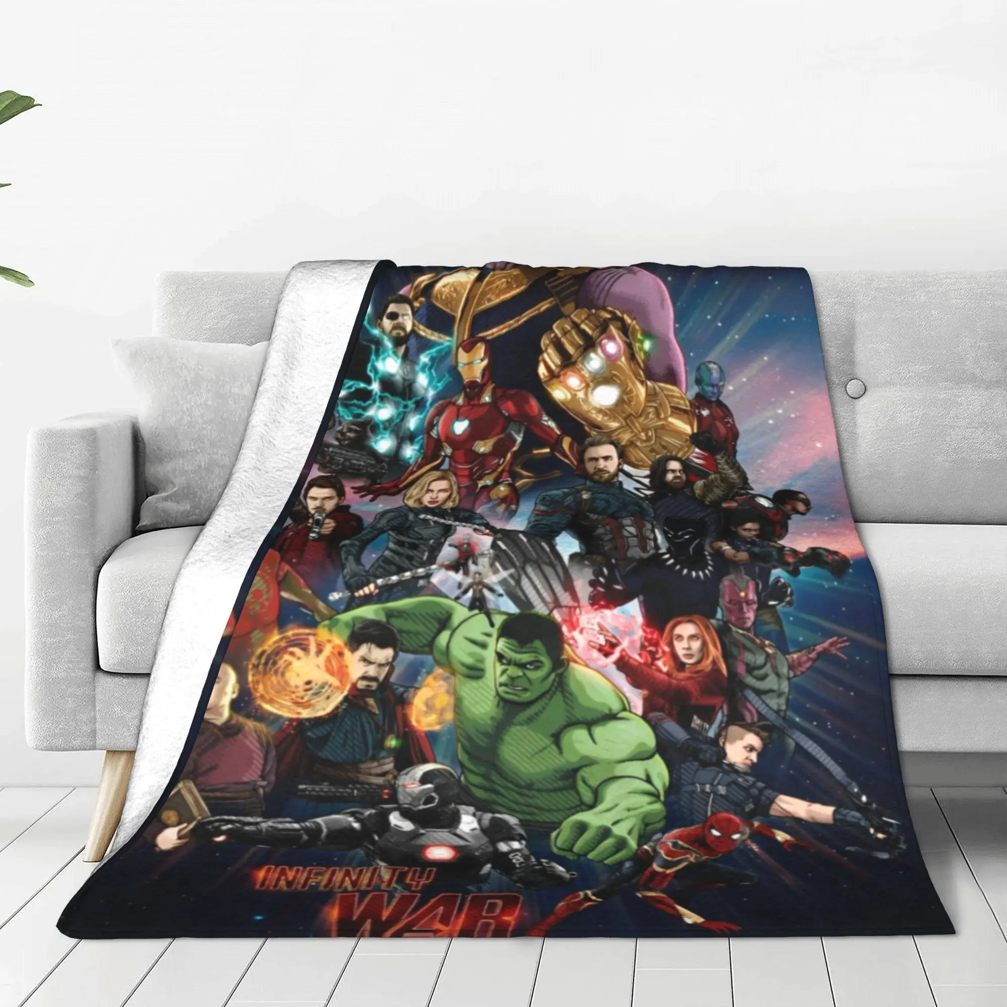 Avengers Superhero Iron Man Blankets Thanos Hulk Spider-Man Flannel Novelty Soft Throw Blankets Bed Sofa Autumn/Winter Outdoor