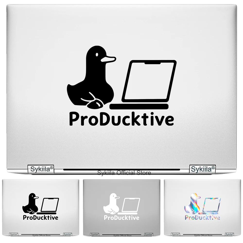 Funny Duck ProDucktive Productive Vinyl Sticker Decal for Macbook Skin Air 13 15 Pro 14 16 17 18 Generic Laptop Humorous Pun