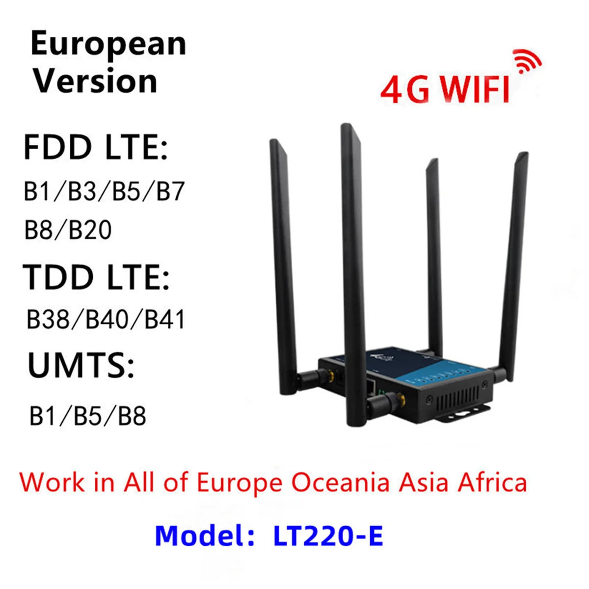 4G WiFi Router Industrial Grade 4G Broadband WIFI Wireless Router 4G LTE CPE Router with Sim Card Slot Antenna-EU Plug