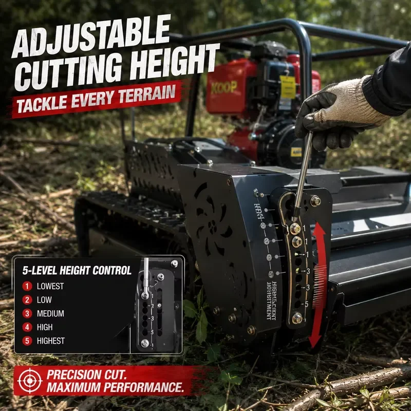 Self Propelled Crawler Lawn Mower with Adjustable Cutting Height for Professional Grade Brush Cutter and Forest Land Clearing