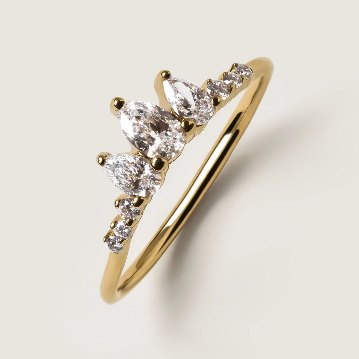 Exquisite Swan Princess Shaped Lab Diamond Ring 9K/14K/18K Yellow Gold Pear Shaped Lab Diamond Wedding Ring For Women Jewelry
