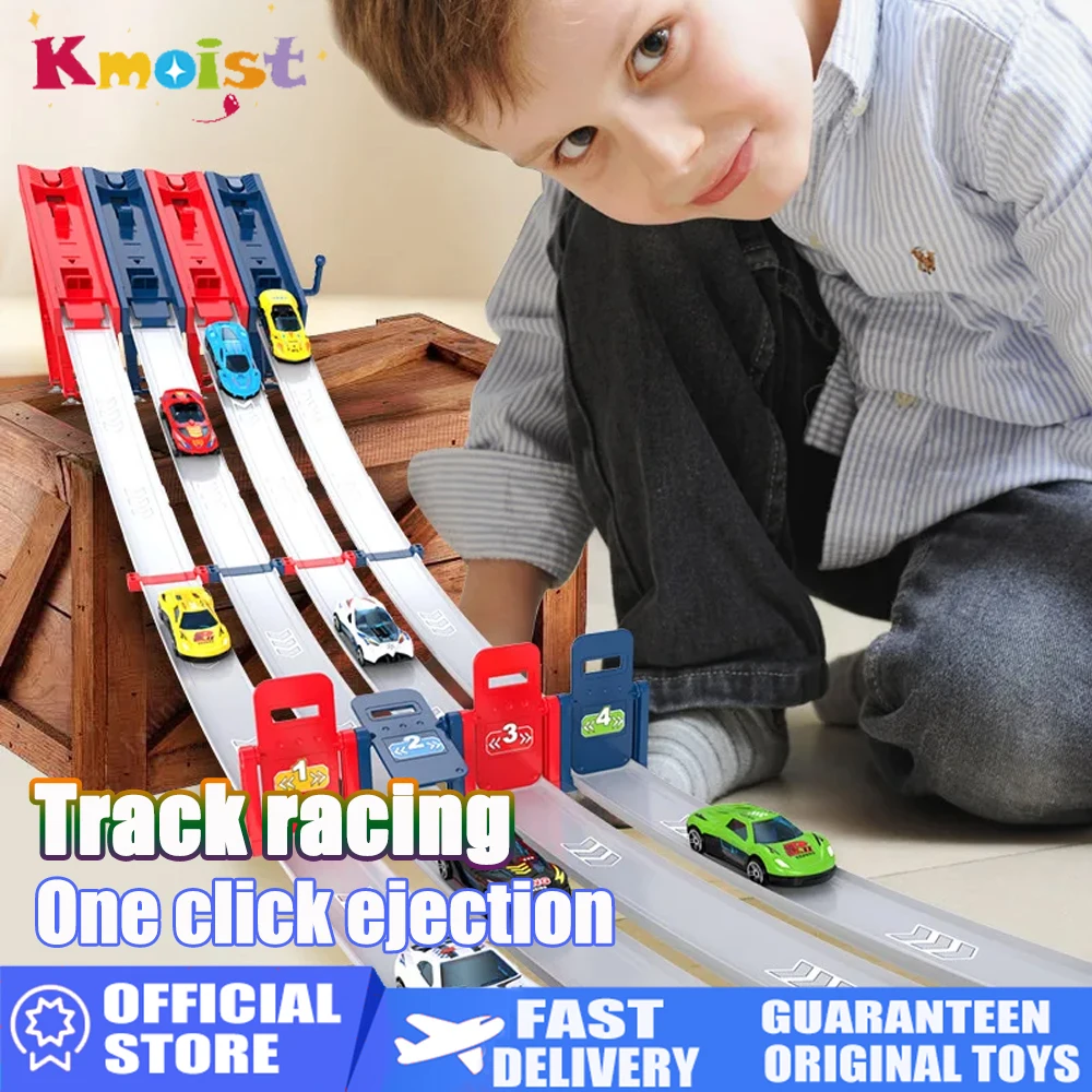 

Track Car Racing Set Toy DIY Assembled Track Kits Catapult Rail Car Racing Strategy Game Fun Interactive Social Toys Kids Gifts