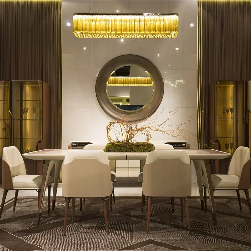 Home Designer Backrest,high-end Dining Table And Chair Simple Dining Chair Light Luxury Hotel Italian Style Leather Chairs - view 4