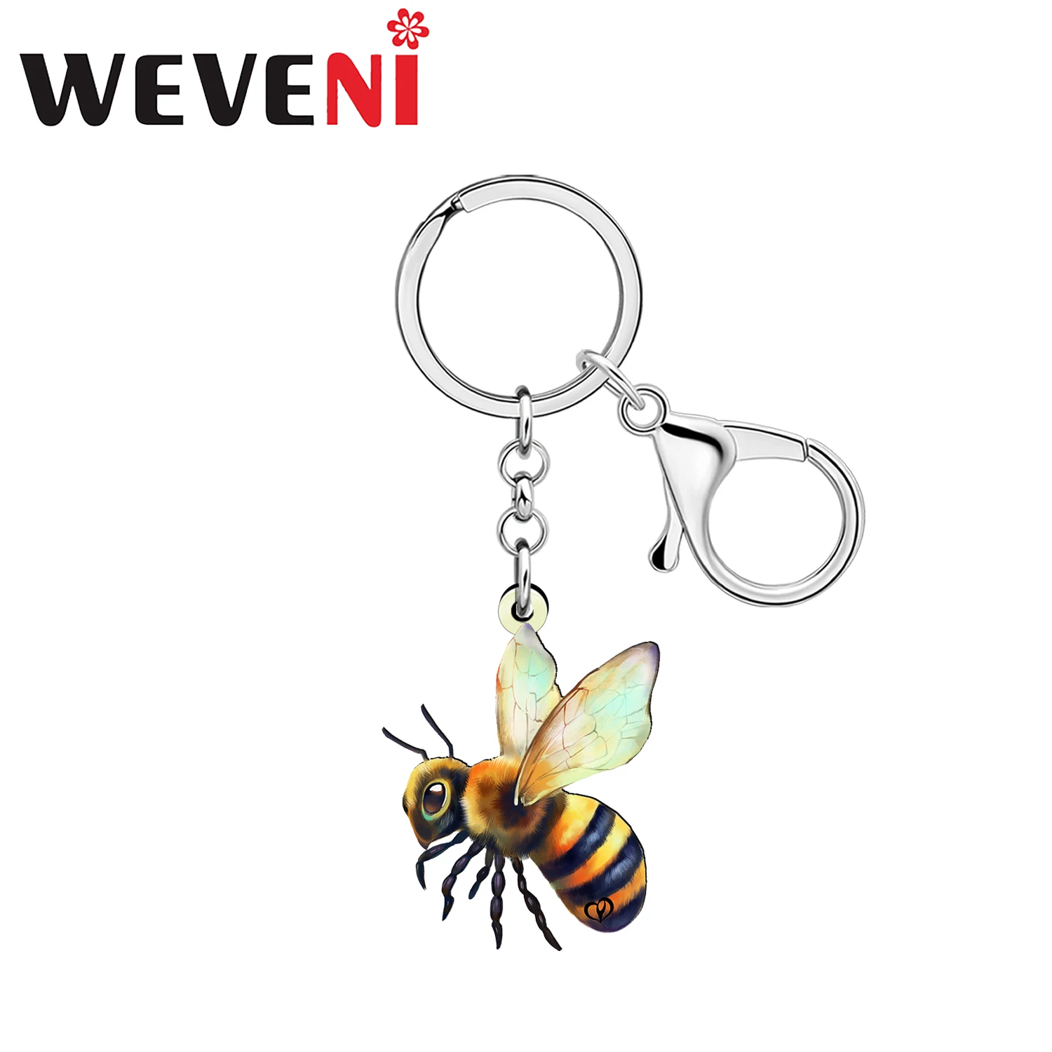 

WEVENI Acrylic Adorable Bee Keychains Nature Insect Jewelry For Women Girls Outdoor Party Favors Gifts Bag Charms Accessories
