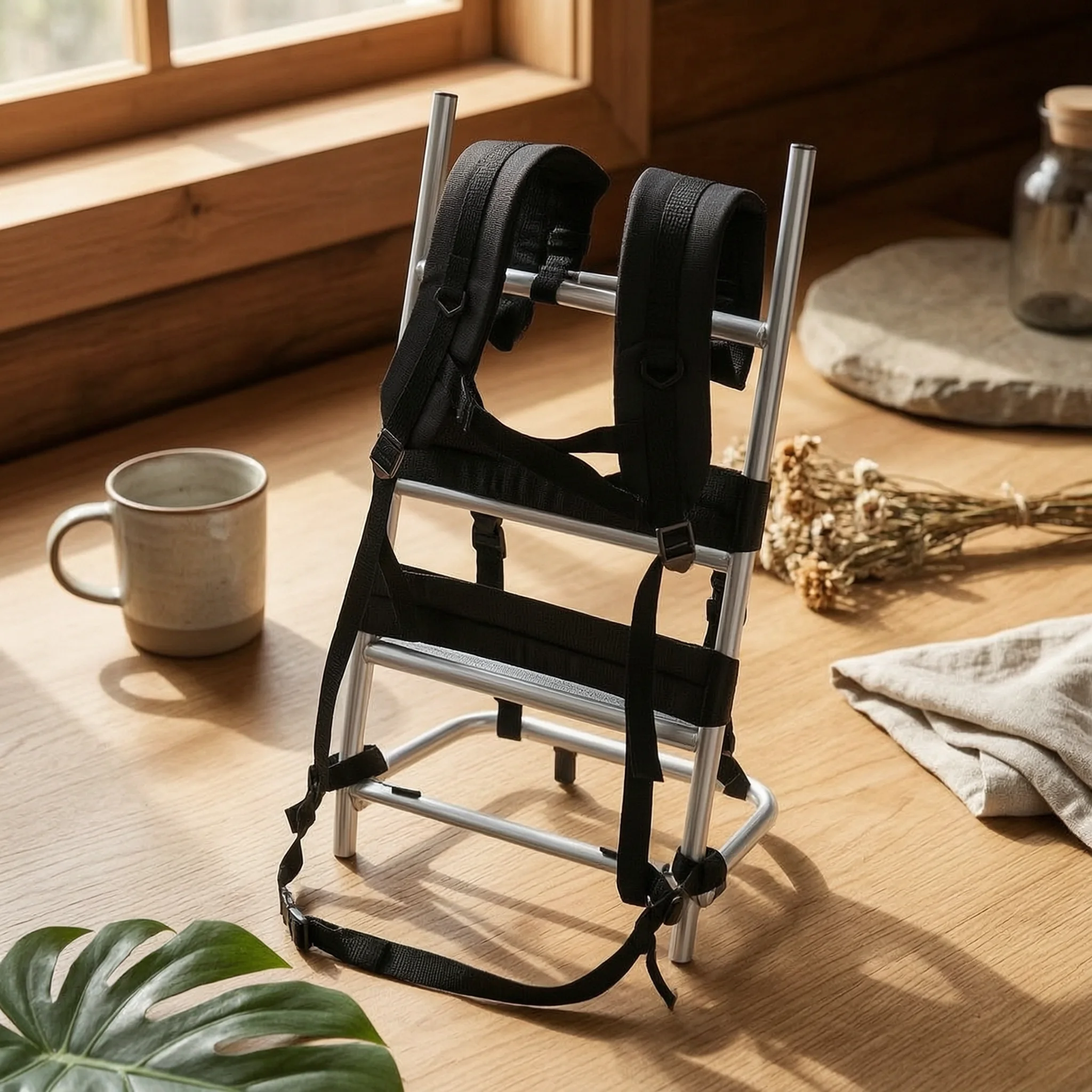 Heavy Duty Backpack Frame with Padded Shoulder Straps Welded Aluminum Alloy Carrier Frame for Outdoor Gear Transport