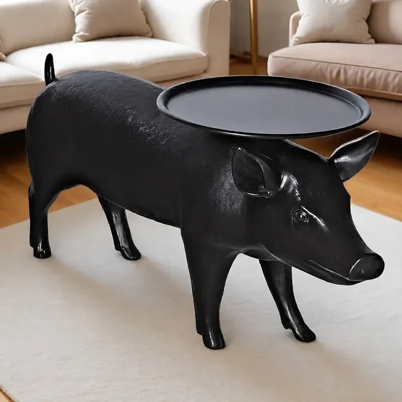 Creative Pig Shaped Fiberglass Tray Decorative Ornament for Living Room Office Home Crafts Sculpture Artwork