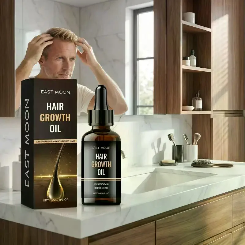 

Масло для роста волос East Moon, защищает волосяные фолликулы, увлажняет, питает, укрепляет корни волос, делает волосы густыми.