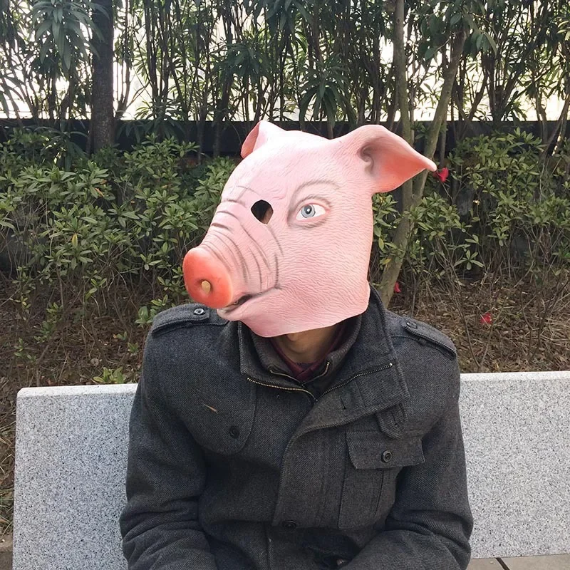 

1PC Pink Pig Head Scary Masks Novelty Halloween Mask Caveira Cosplay Costume Latex Festival Supplies
