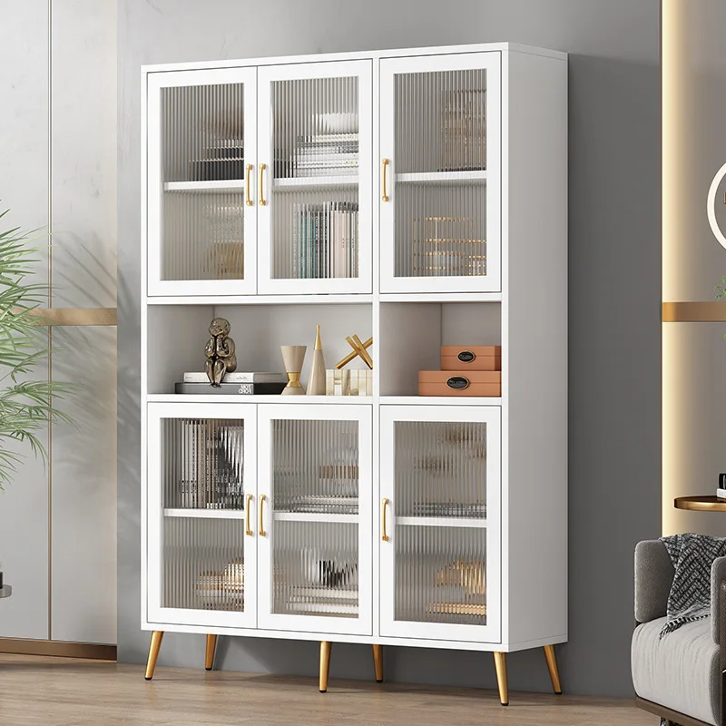 Cottage Engineered Wood Shelving Unit Multi Tier Adjustable Shelves with Storage Drawers Wipe Clean Surface for Home Decor