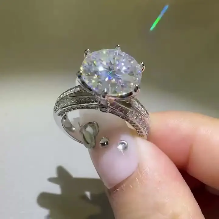New 5 Carat D Color VVS1 Moissanite Rings Sparkling s925 Silver Moissanita Lab Grown Diamond Gemstone Ring Fine Jewelry GRA