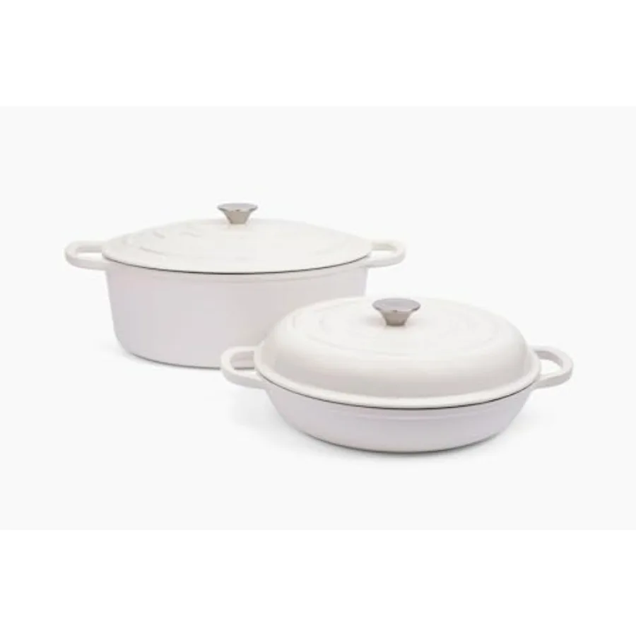 

4Piece Enameled Cast Iron Cookware Set: 8 Quart Dutch Oven with Lid 3.6 Quart Braiser with Lid Cast Iron Cookware with Oversize