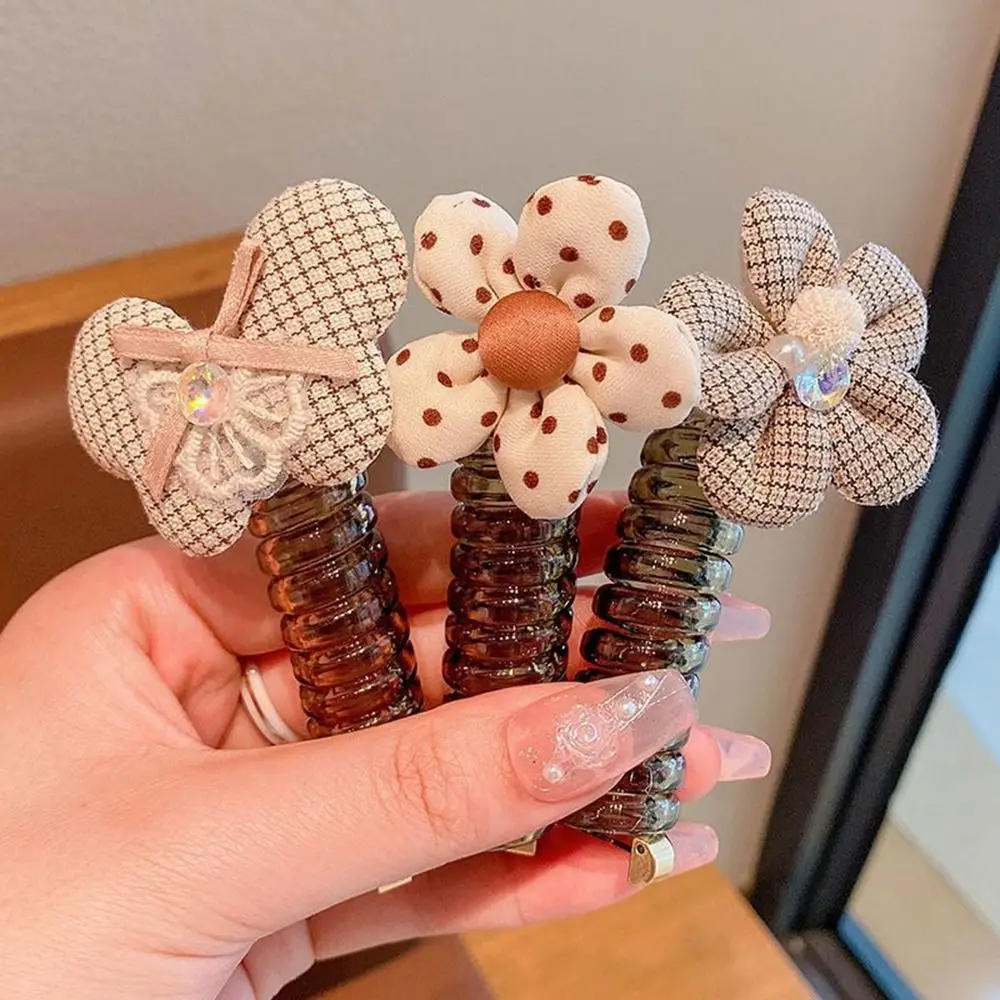 Sweet Hair Rope Telephone Line Hair Ring Bowknot Bow Magic Hair Weaving Artifact Scrunchies High Ponytail Holder Female/Girls