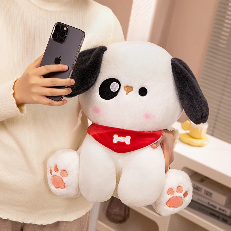 Kawaii Fluffly Stupid Puppy Wear Scarf Doll Cartoon Stuffed Animals Dog Plush Toys Anime Throw Pillow Cushion for Kids Xmas Gift