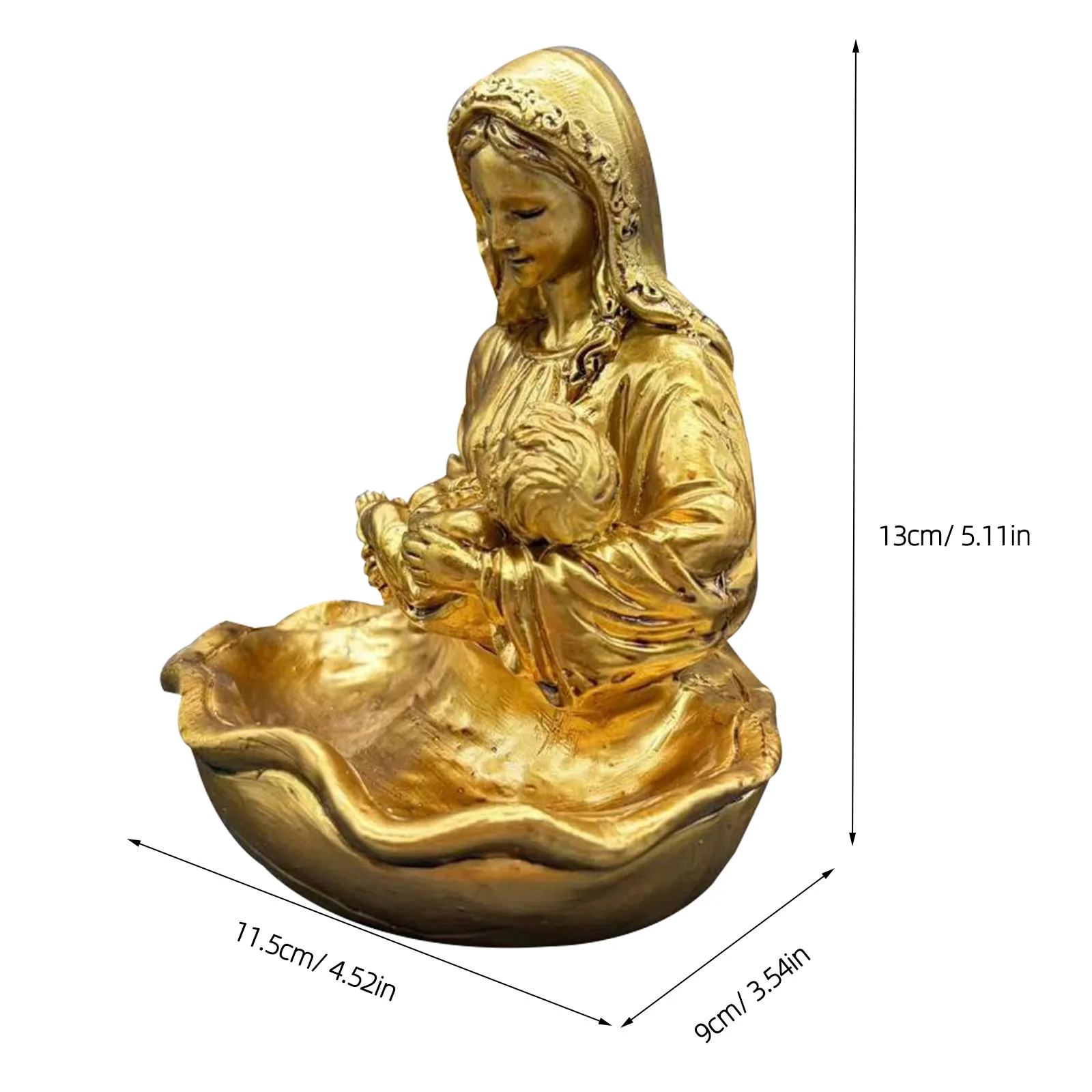 Blessed Mother Resin Holy Water Font Catholic Holy Water Holder Prayer Room Entrance Ornament Baptism Communion Decor