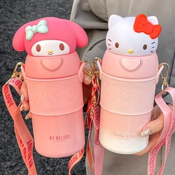 560ml Sanrio Cinnamoroll Stainless Steel 316 Thermos Kawaii Hello Kitty Kuromi Melody Kids Vacuum Flask Water Bottle Tumbler