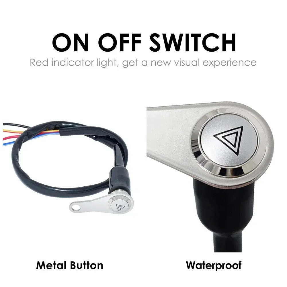 Motorcycle Handlebar Switch With LED Red Light Momentry Buttton For Warning Light Control Switch Button Manual-return Button