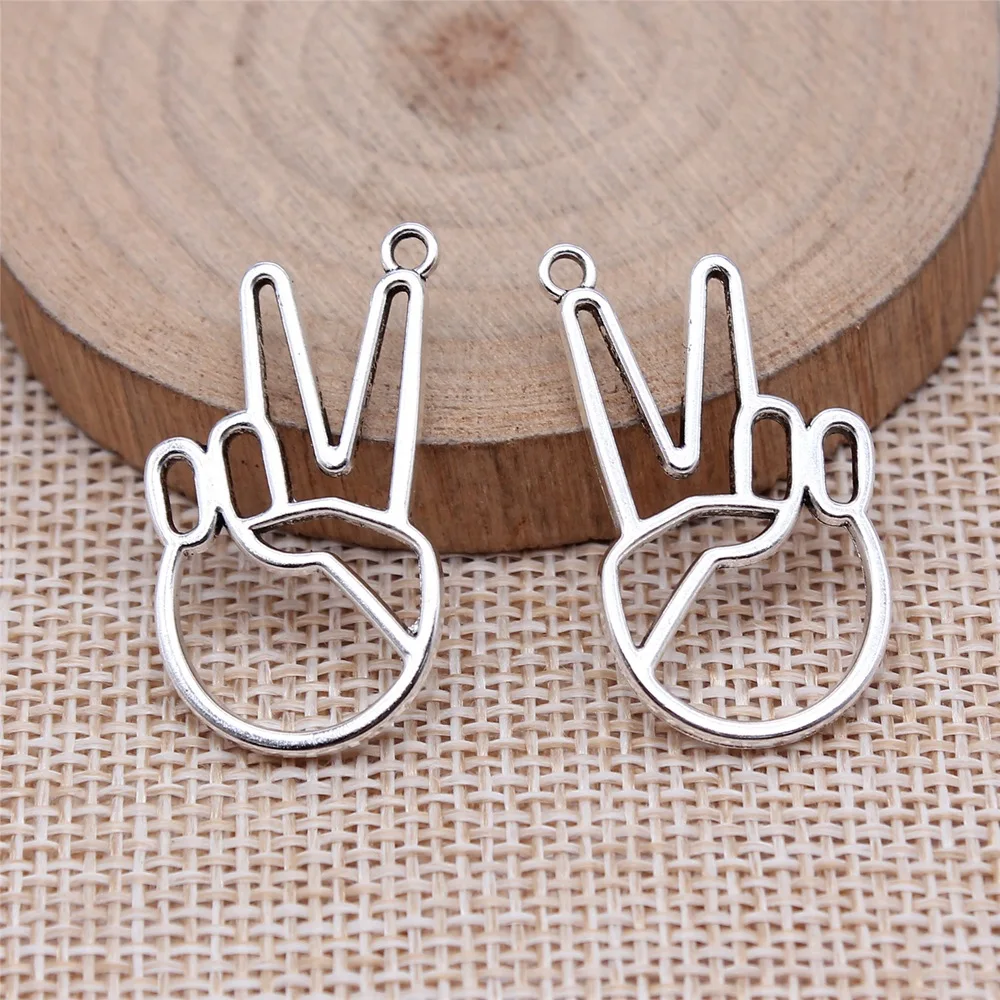 10pcs 17x31mm Antique Silver Color Hollow Yeah Gesture Charms Pendant DIY Hand Crafts Jewelry Materials
