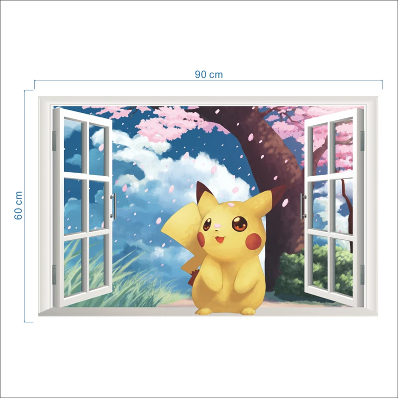 Cartoon Pokémon Pikachu Muursticker Voor Kinderkamer Woonkamer Slaapkamer Wanddecoratie Kids Cadeaus Deursticker Schattige Posters