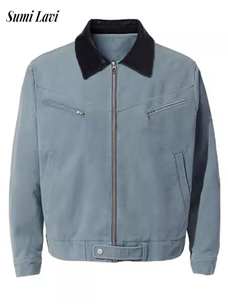 

Новые осенние повседневные лоскутные пальто, уличная мужская модная кожаная куртка с лацканами, пальто для мужчин, винтажные тонкие куртки на молнии